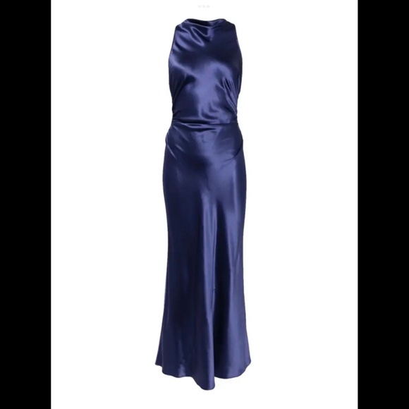 Reformation Casette Silk Dress in Blue Iris - Picture 5 of 7